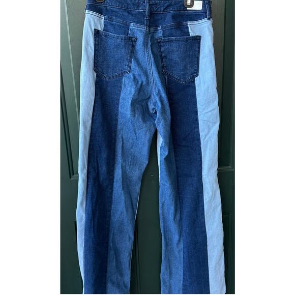 Dear John Patchwork Wide Leg Jeans Sz 29 High Rise Contrast Denim Y2K Retro Look - Picture 4 of 8